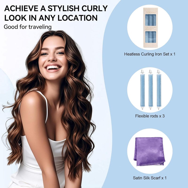 Togayu Heatless Curls Overnight Set - Jumbo Overnight Hair Curlers to Sleep In, Soft Velvet Hair Rollers for Women, No Damage Curls Styling Tools 3pcs - Image 5